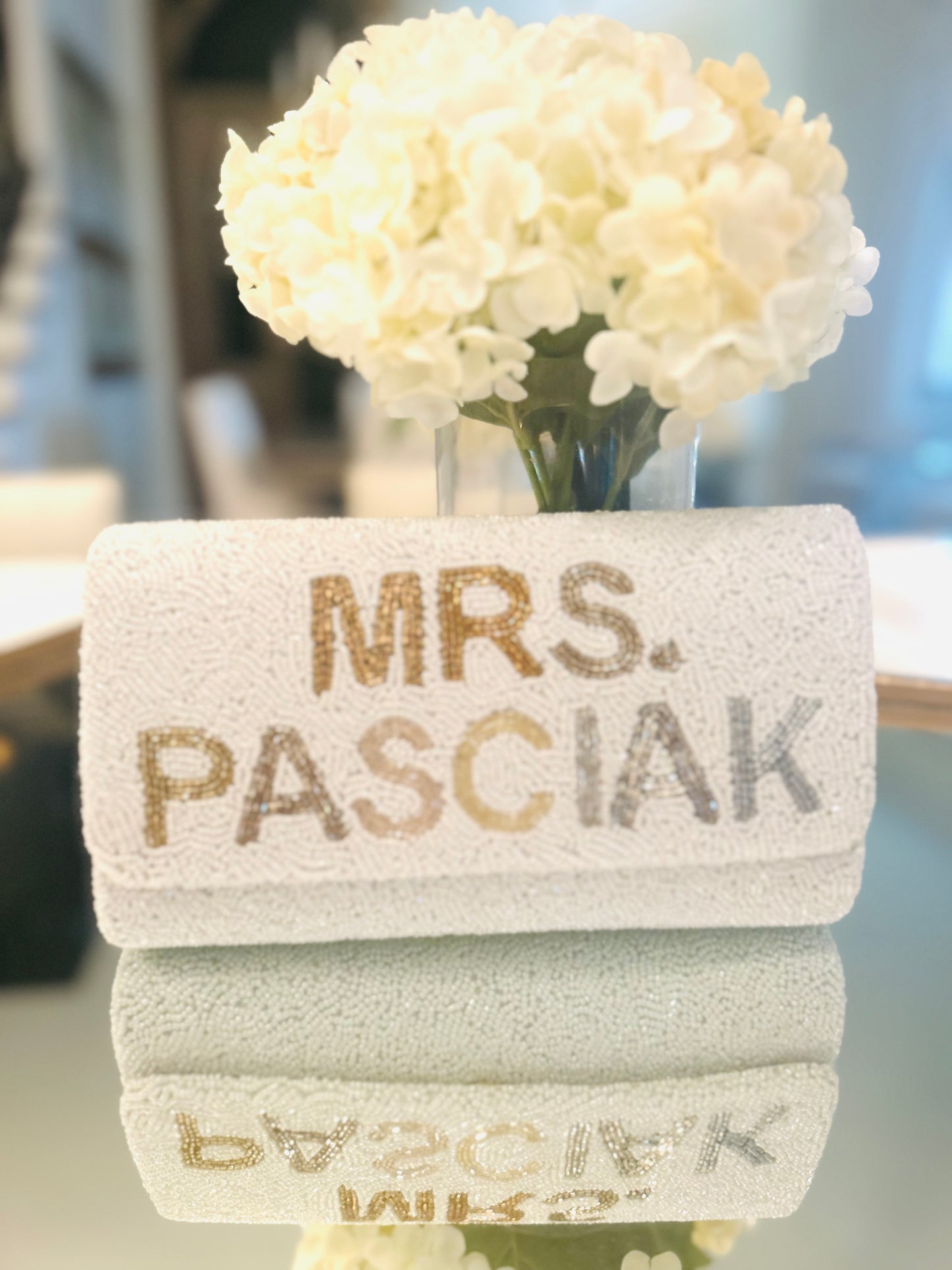 Mrs. (Last Name) Custom Beaded Clutch