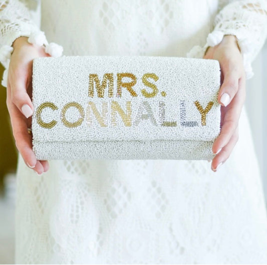 Mrs. (Last Name) Custom Beaded Clutch