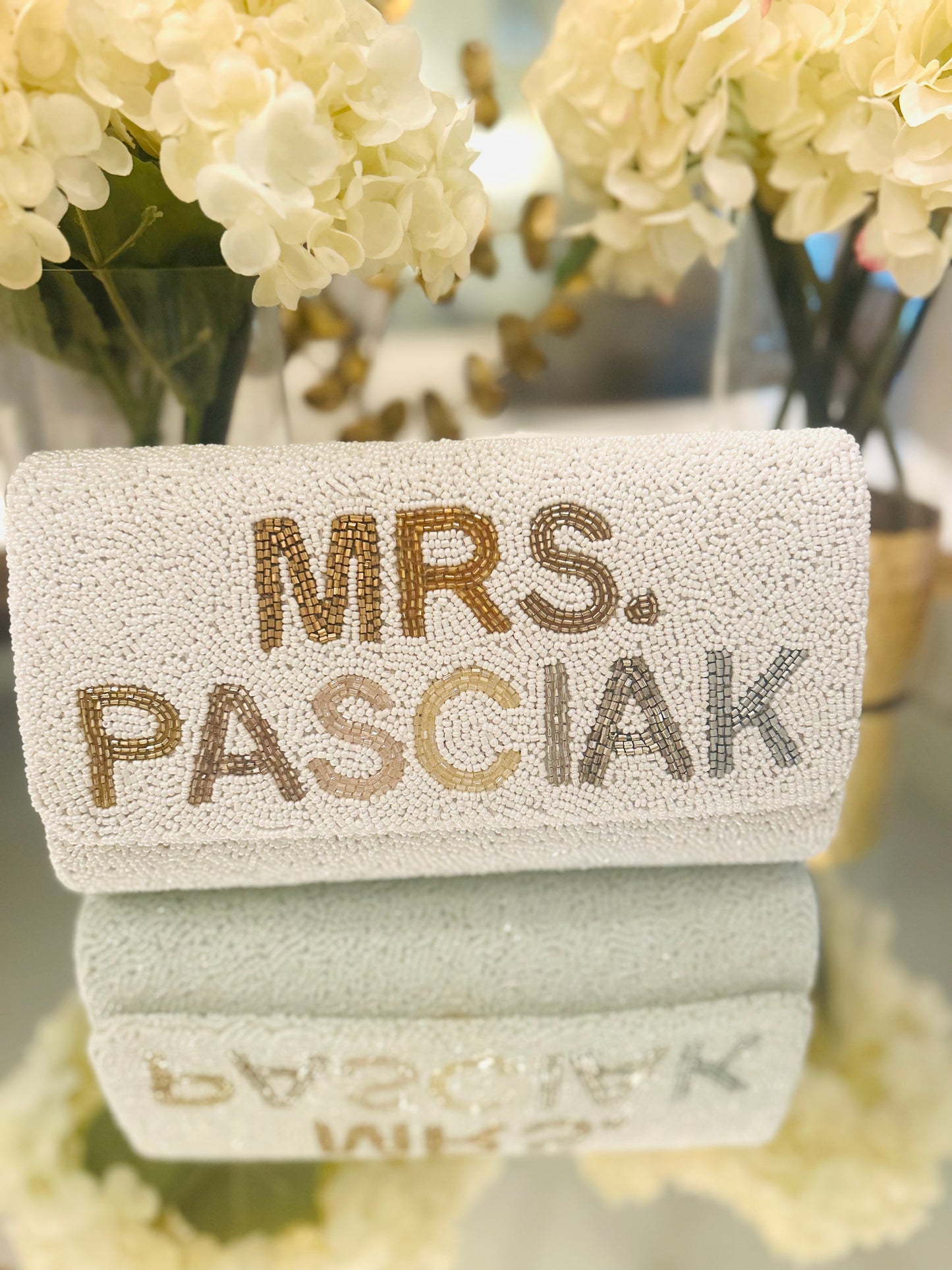 Mrs. (Last Name) Custom Beaded Clutch