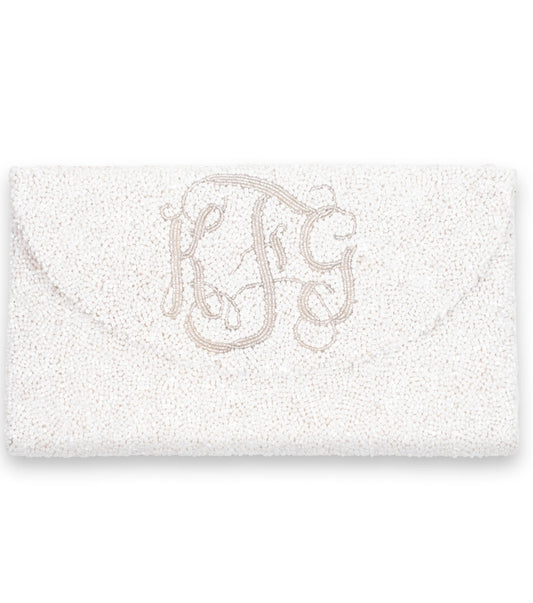 Crescent Flap Beaded Clutch - Monogram/Initials