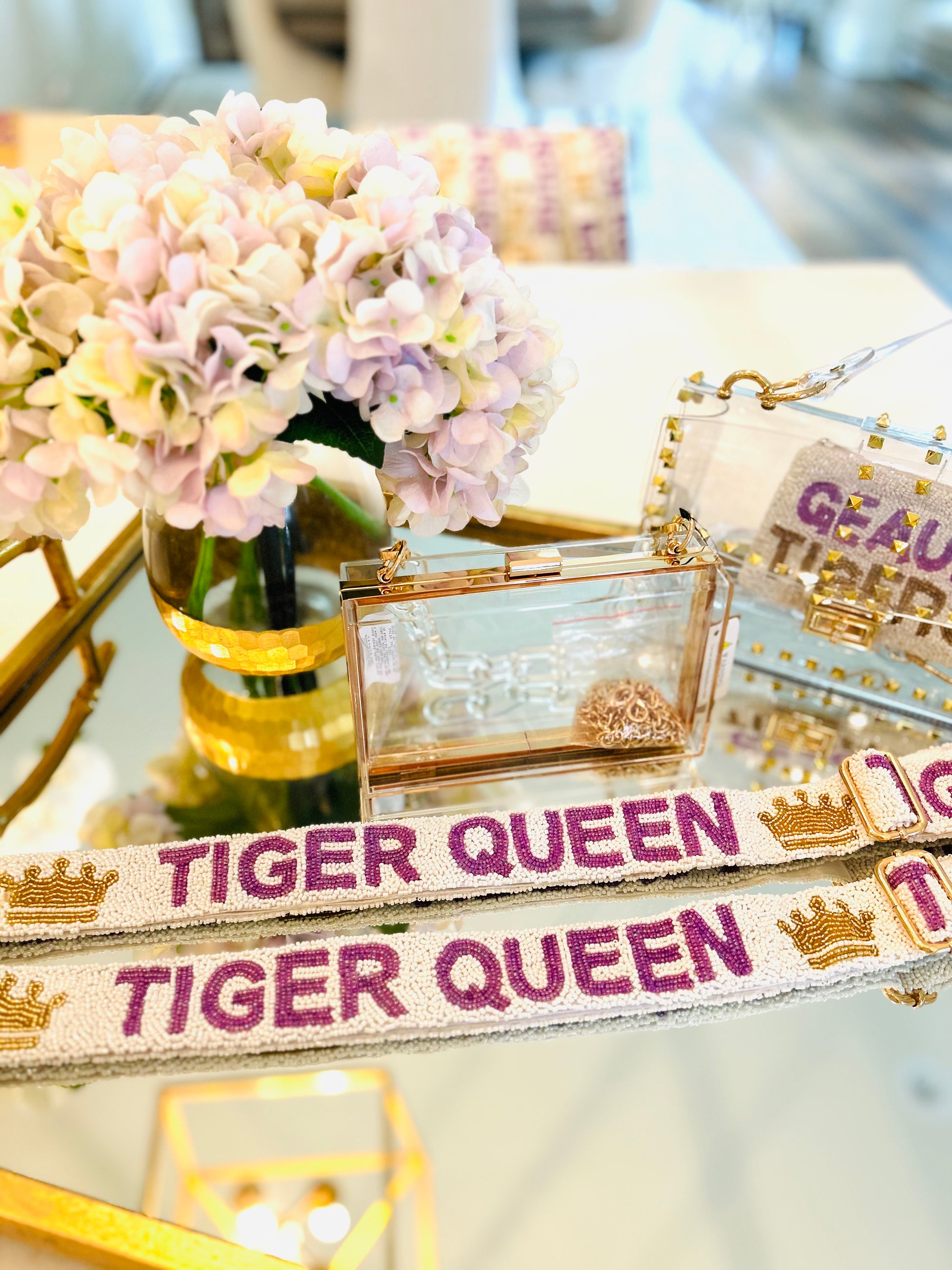 Tiger Queen Beaded Adjustable Purse Strap