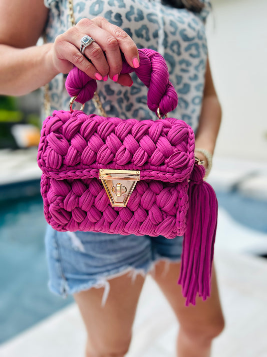 Magenta Pink Montego Woven Bag/Purse