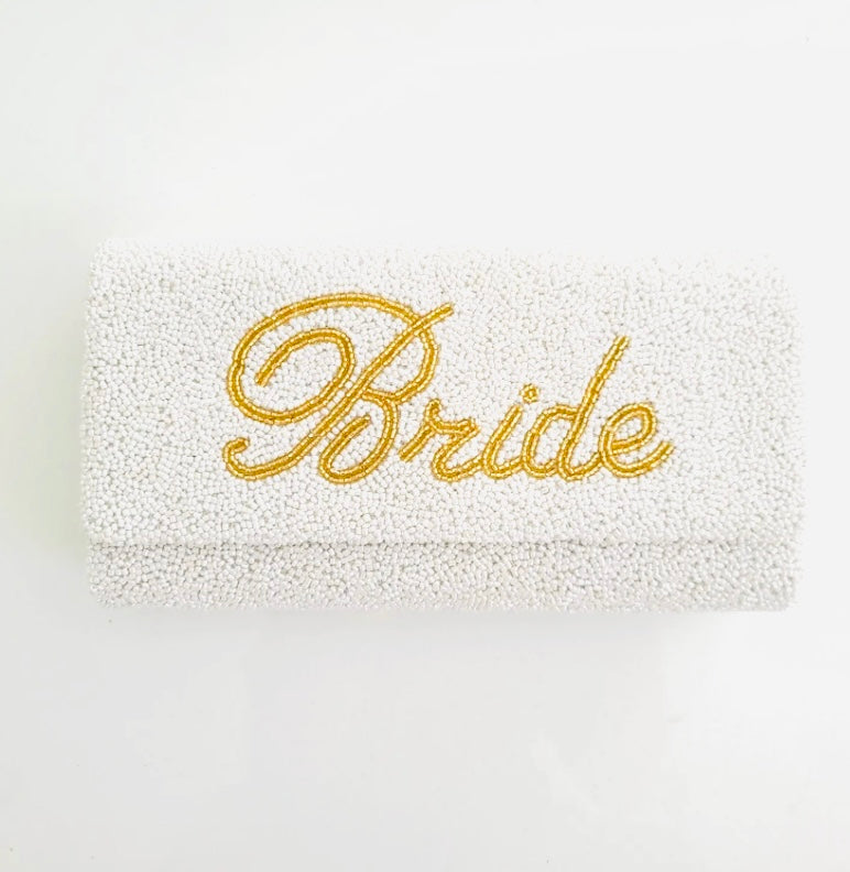 Bride White Beaded Clutch