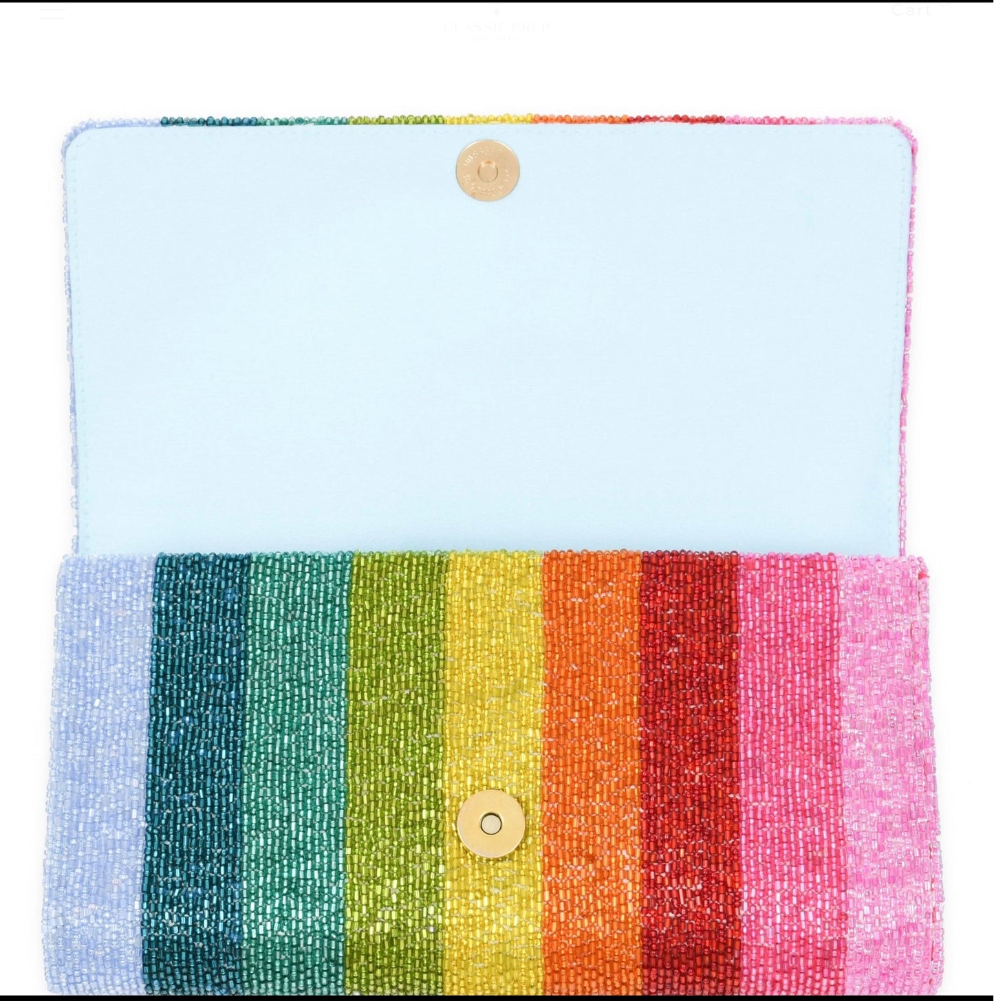 But First Champs Metallic Rainbow Clutch