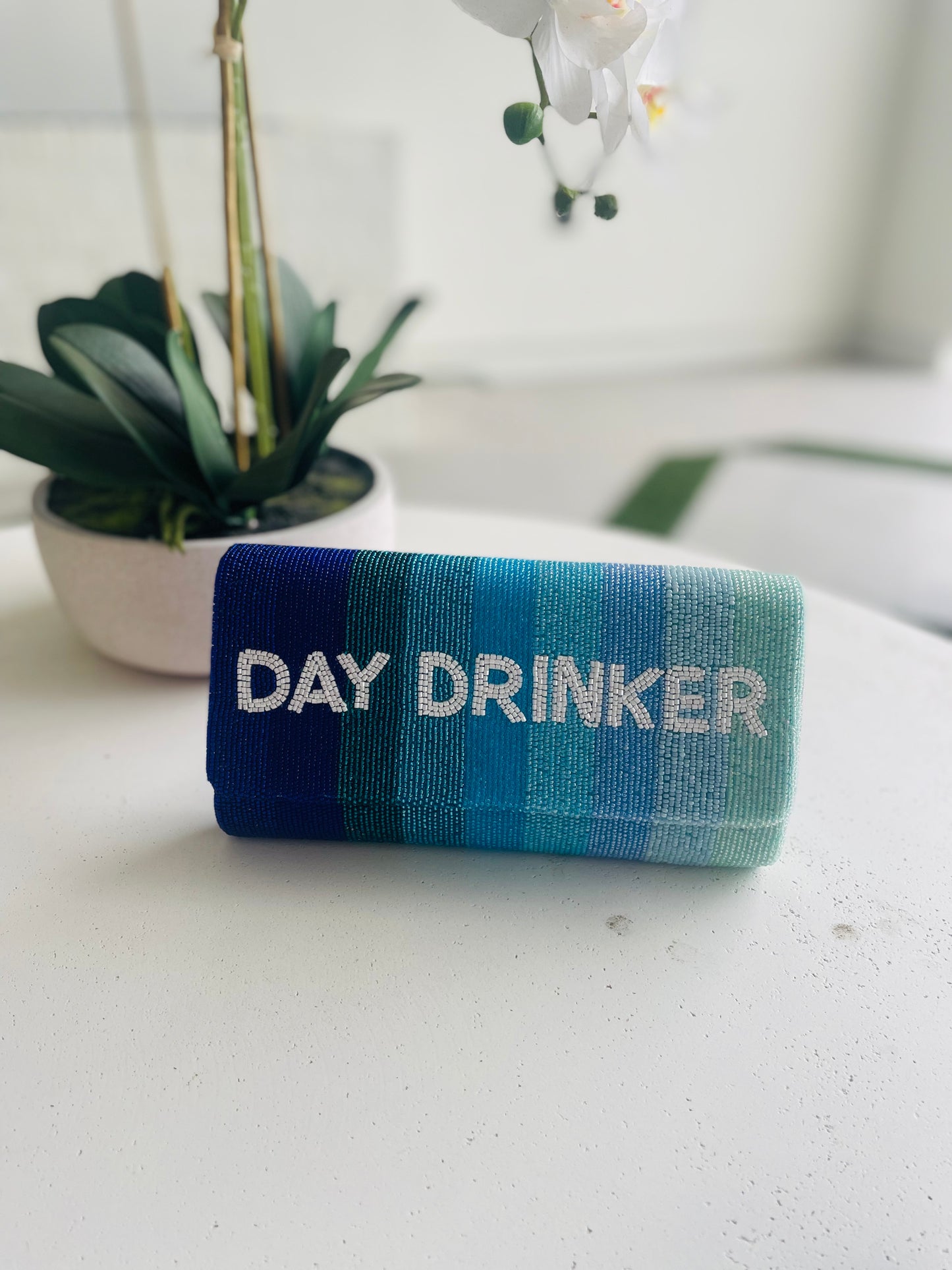 Day Drinker Ombré Blue Stripe Clutch