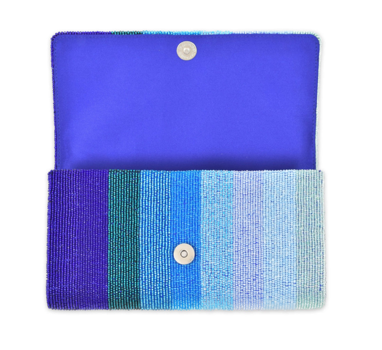 Personalized Name Blue Ombre Stripe Clutch