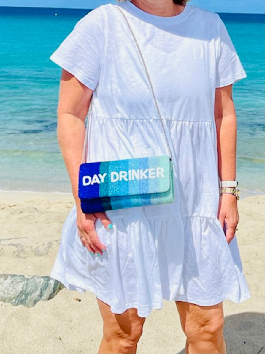 Day Drinker Ombré Blue Stripe Clutch