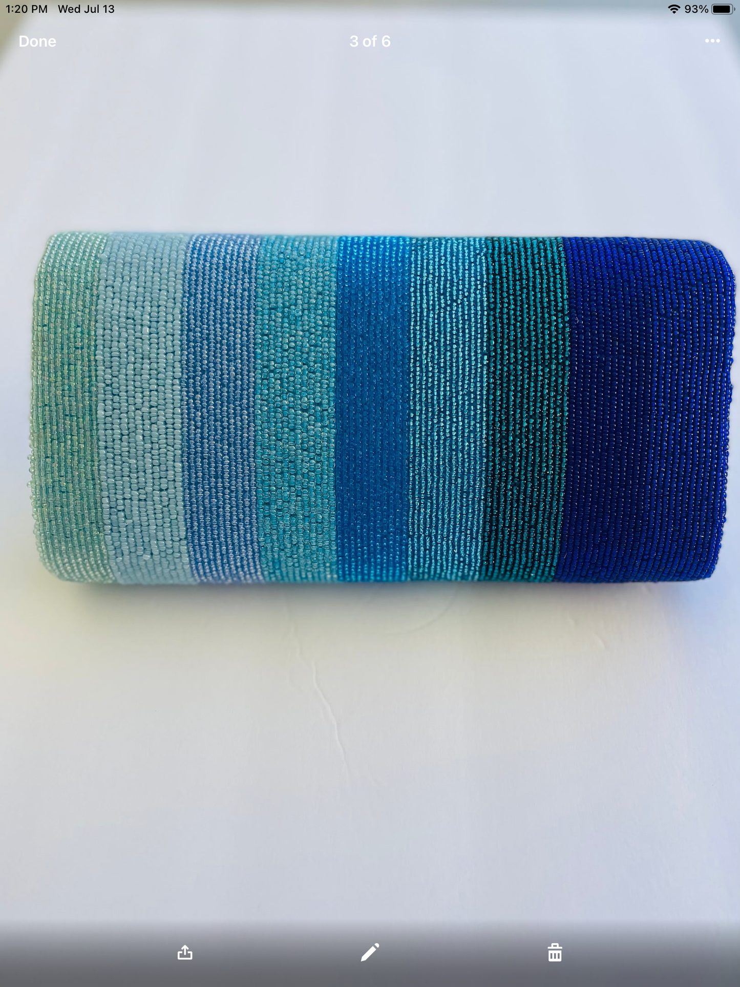 Personalized Name Blue Ombre Stripe Clutch