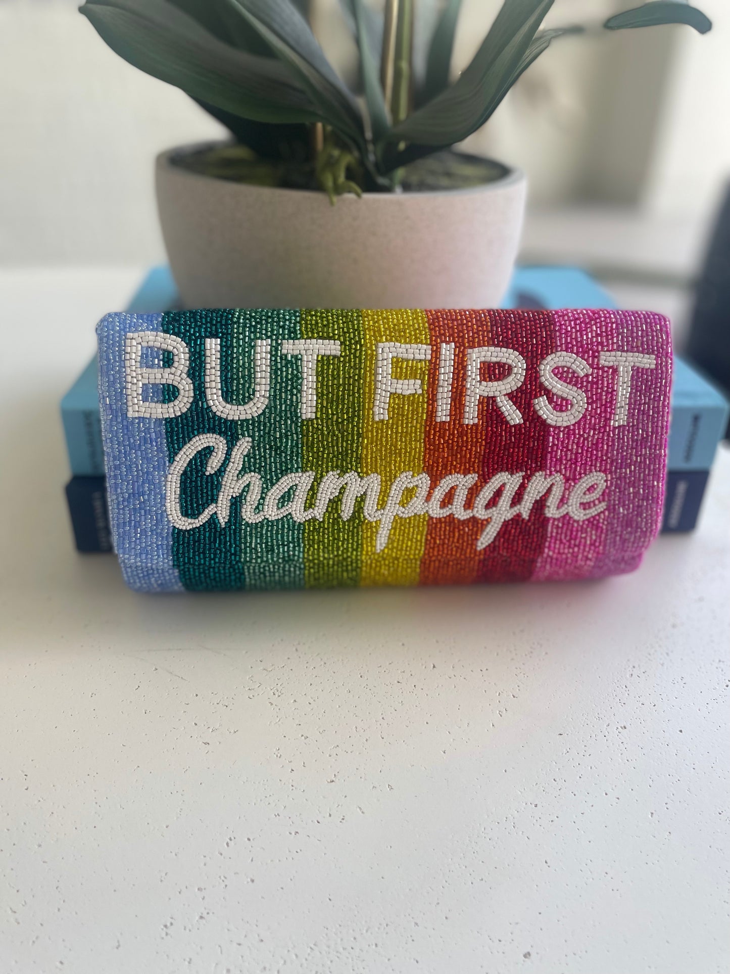 But First Champs Metallic Rainbow Clutch