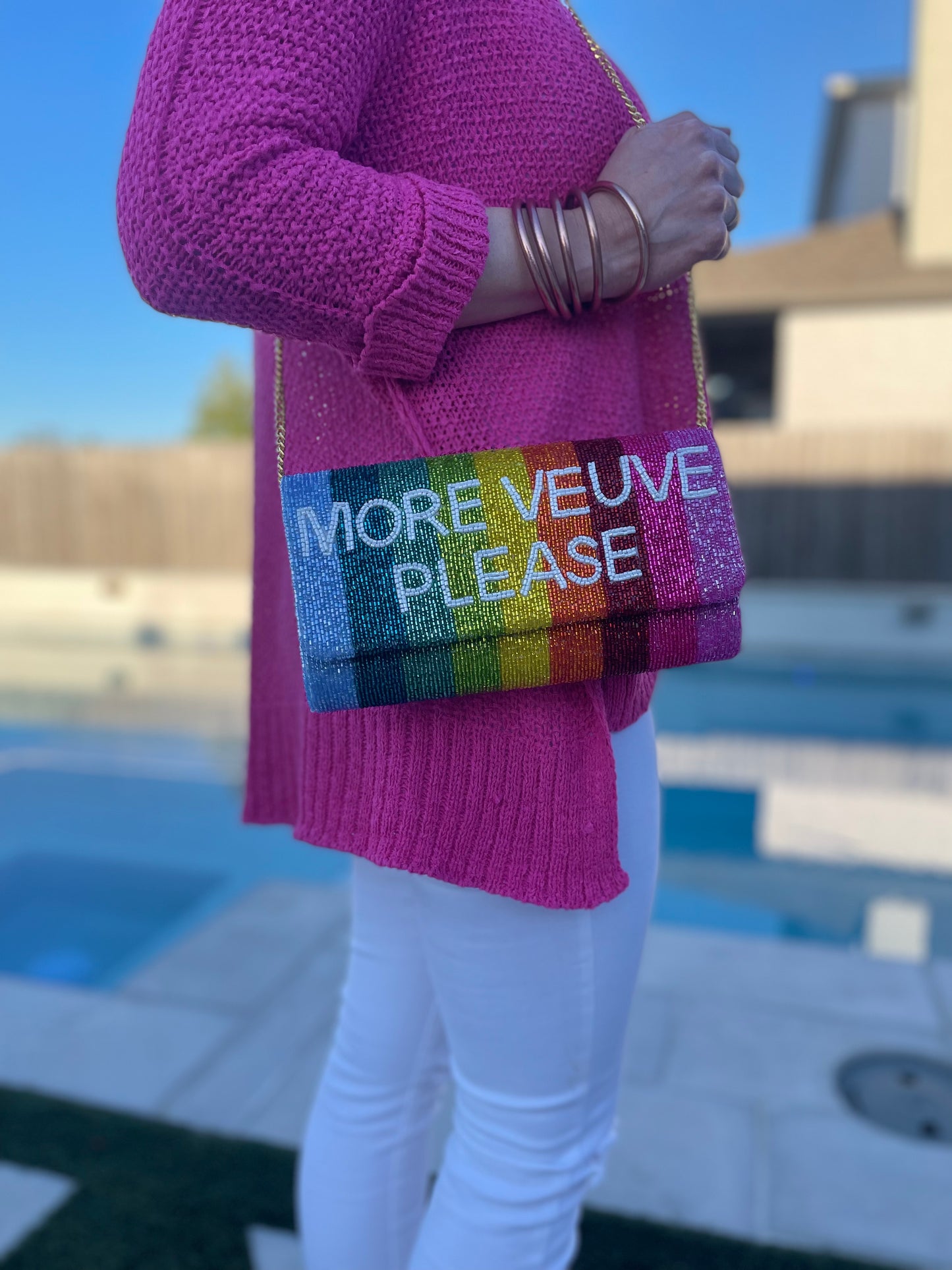 MVP Metallic Rainbow Stripe Clutch