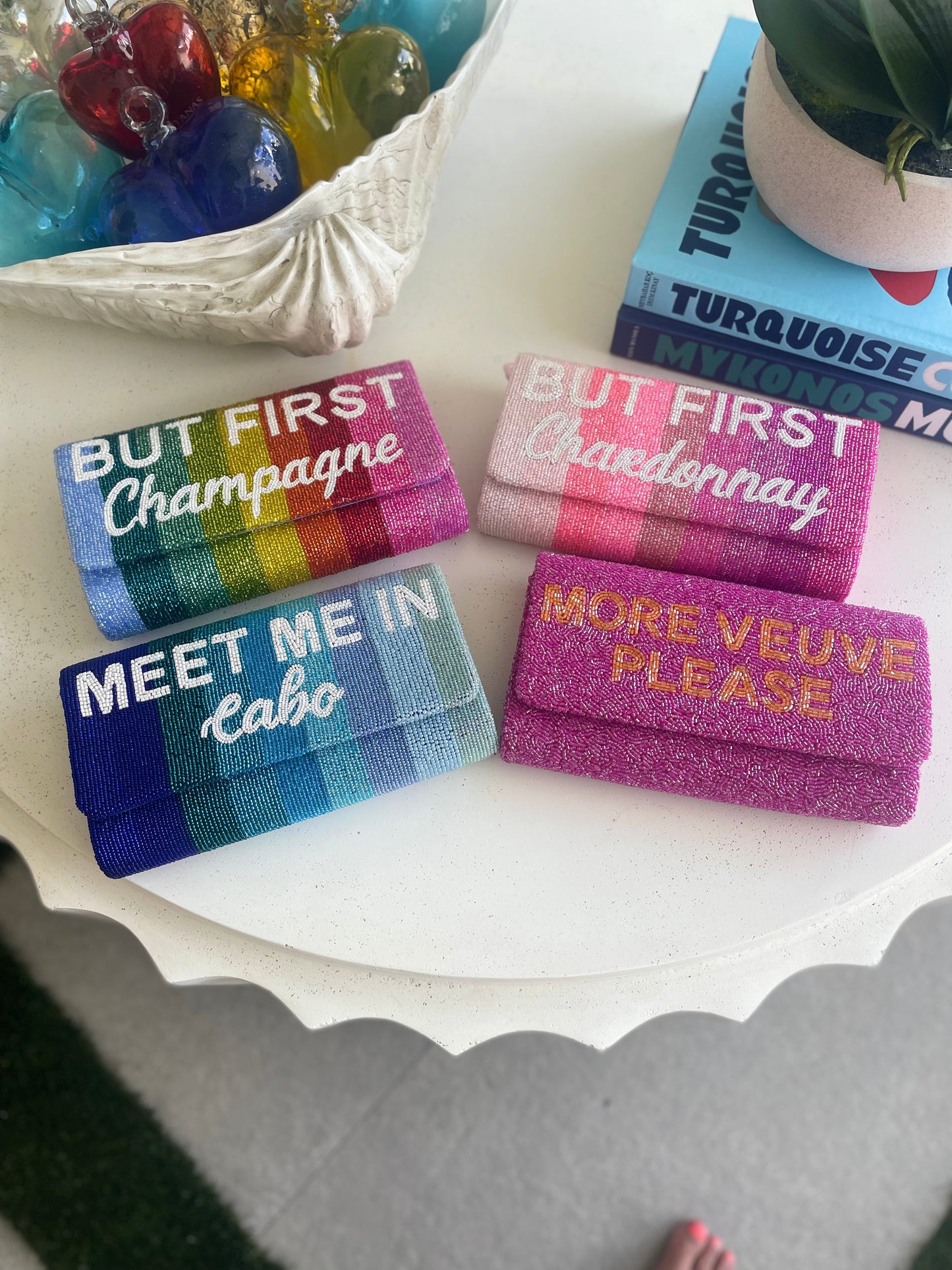 But First Champs Metallic Rainbow Clutch